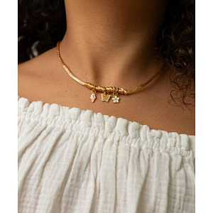 Бусы для трех шармов Mrs. Ertha "Soft Peach", персиковые